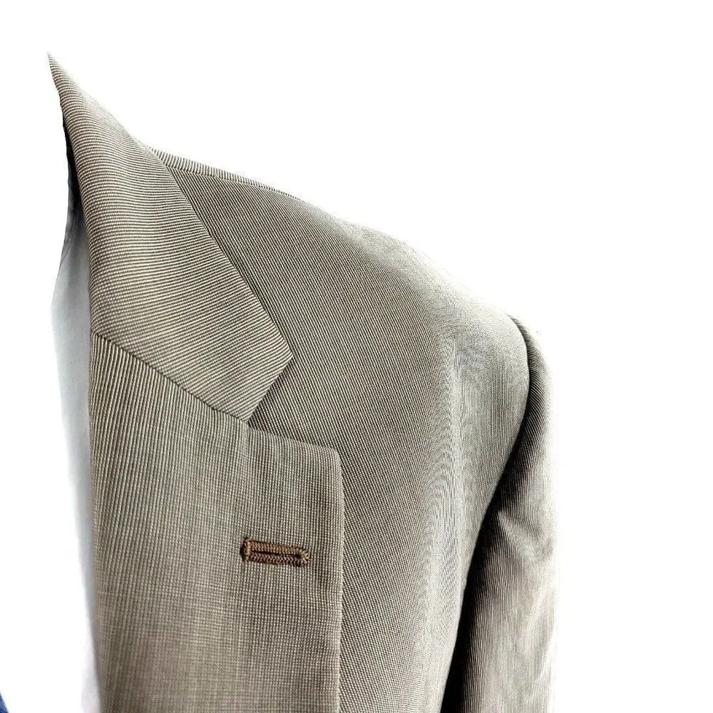 Pronto Uomo Signature Zigone Super 100s Wool 2 Button Blazer Tan‎ Striped 44L